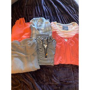 Medium large, six piece spring capsule tops shirts, women